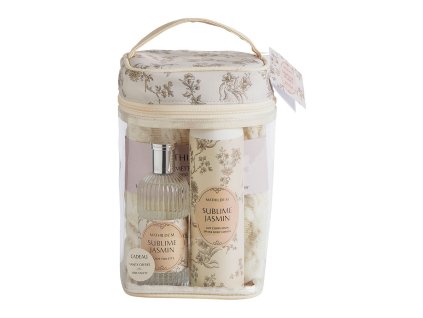 Toaletná voda Beauty Vanity 100 ml a telové mlieko Divin 250 ml s uterákom v taštičke - Jasmin.