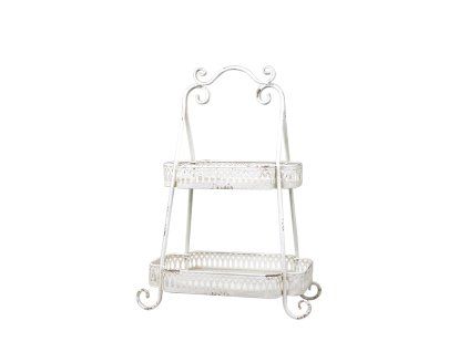 Dekoratívny etažér s ozdobným okrajom – Chic Antique, H54/L38/W25.5 cm, antique cream