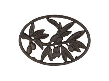 Oválna podložka pod horúce nádoby L’Olivier – hnedá liatina 24 × 17,5 cm | Comptoir de Famille
