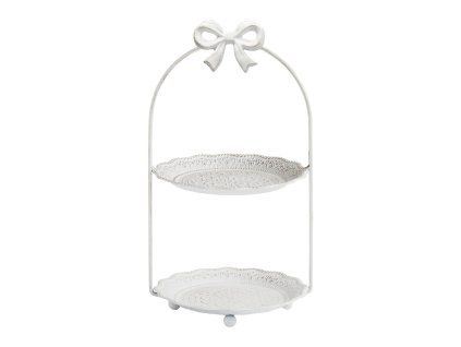 plateau 2 etages noeud en metal blanchi