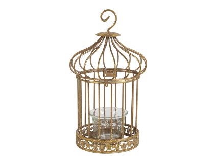 golden metal birdcage candle holder 12 x 12 x 21 cm