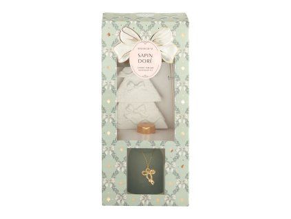 coffret diffuseur de parfum rubans de fete sapin dore