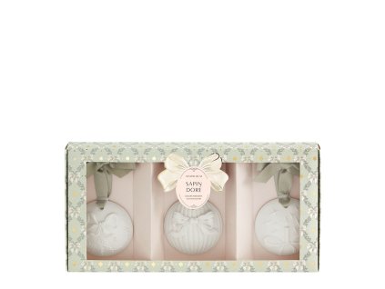 coffret boules de noel parfumees rubans de fete sapin dore