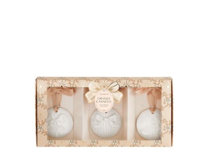 coffret boules de noel parfumees rubans de fete orange cannelle