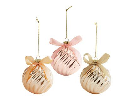 coffret de 3 boules decoratives cotelees noeuds en verre