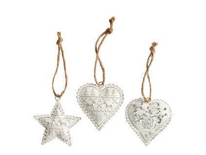 set de 3 decorations a suspendre en metal