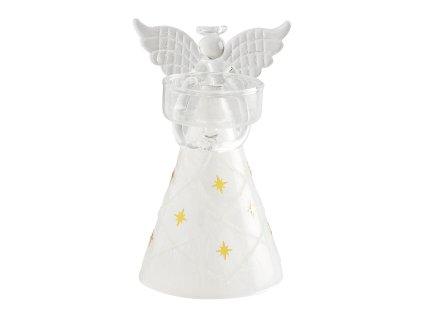 ange porte bougie en verre givre