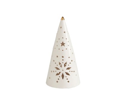 sapin cone decoratif en ceramique blanche avec led moyen modele