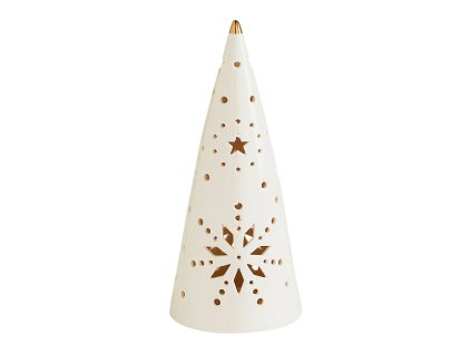 sapin cone decoratif en ceramique blanche avec led grand modele