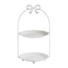 plateau 2 etages noeud en metal blanchi