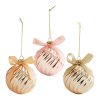 coffret de 3 boules decoratives cotelees noeuds en verre