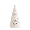 sapin cone decoratif en ceramique blanche avec led moyen modele