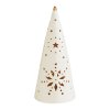 sapin cone decoratif en ceramique blanche avec led grand modele