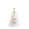 sapin cone decoratif en ceramique blanche avec led petit modele